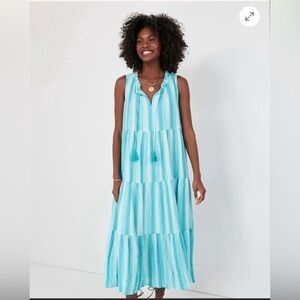 Tuckernuck Aquamarine Stripe Salty Paloma Caftan. Size M. NWT.
